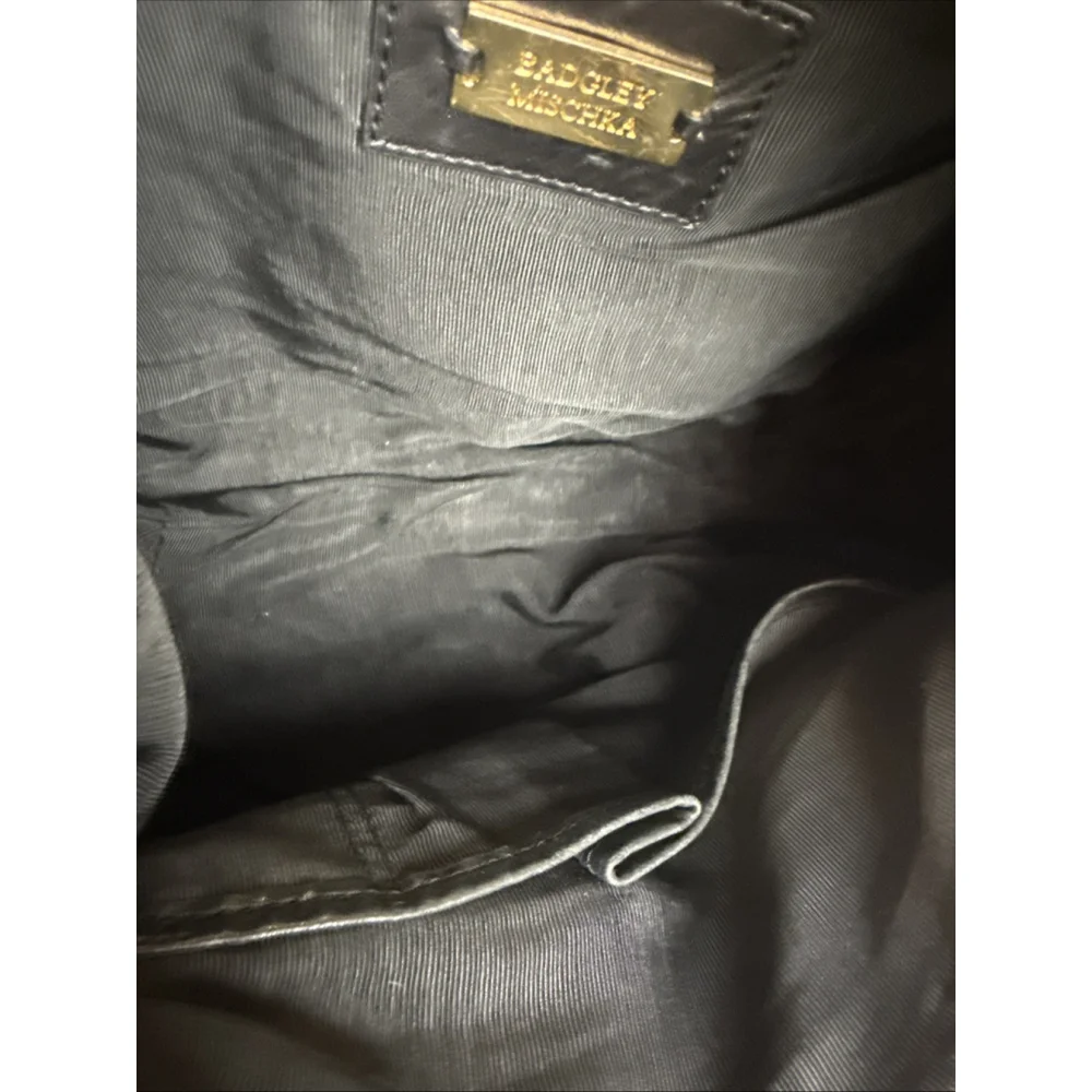 Badgley Mischka Black Leather Carina Hobo Shoulder Bag